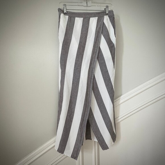 Madewell Grey Stripe Overlay Midi Skirt, size Medium - Picture 9 of 12